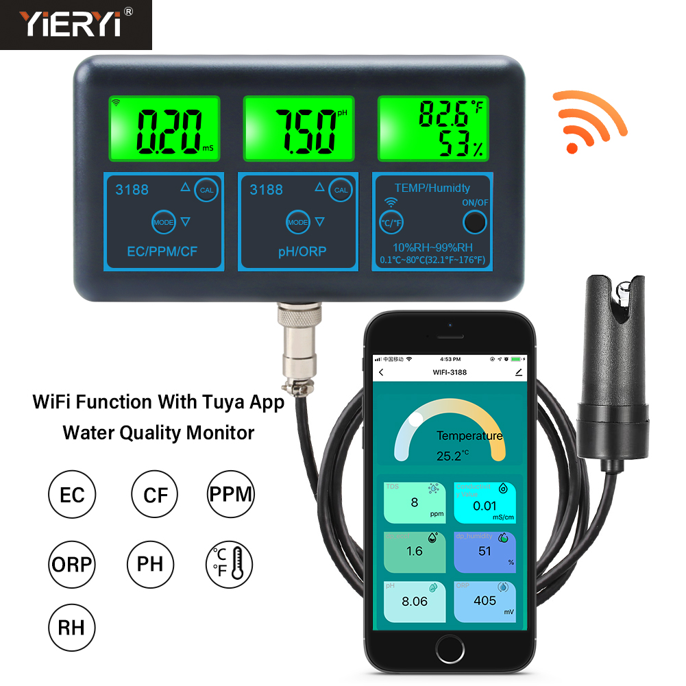 Marine Aquarium Water Analyzer - واي فاي مقياس درجة الحموضة درجة