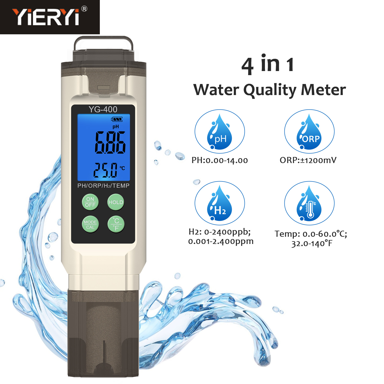 Marine Aquarium Water Analyzer - Yieryi 4 في 1 الرقمية PH